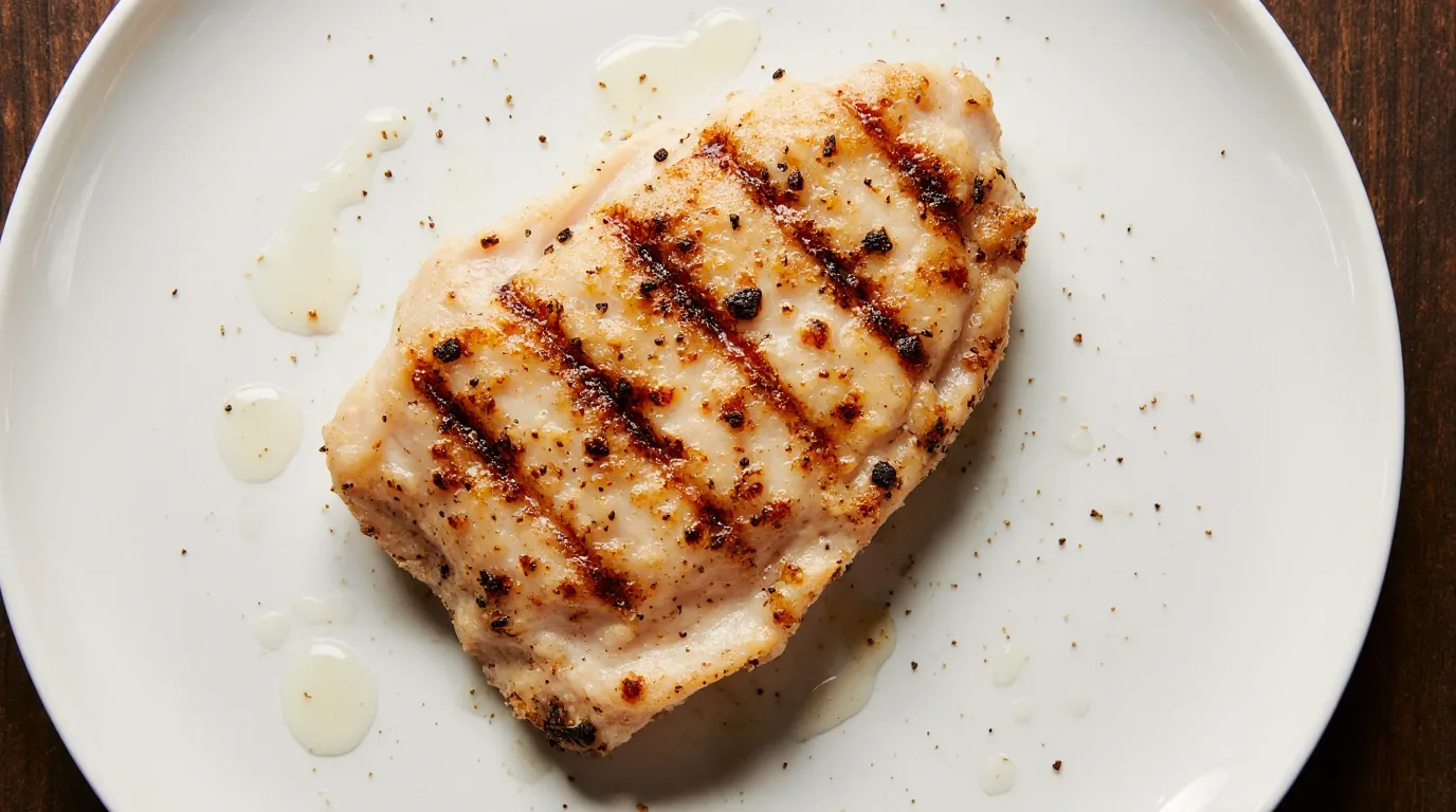 6 oz chicken breast cooked and plated showing a standard high-protein portion